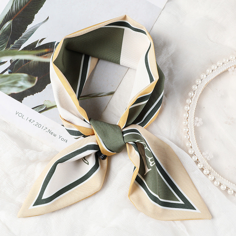 Korean Version Silk Scarf Headband Fairy Hair Binding Forest Bow Headband French Retro Ribbon Headband Imitation Silk Hair Ornament