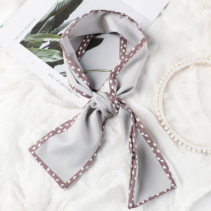 Korean Version Silk Scarf Headband Fairy Hair Binding Forest Bow Headband French Retro Ribbon Headband Imitation Silk Hair Ornament