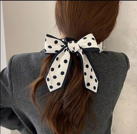 Korean Version Silk Scarf Headband Fairy Hair Binding Forest Bow Headband French Retro Ribbon Headband Imitation Silk Hair Ornament
