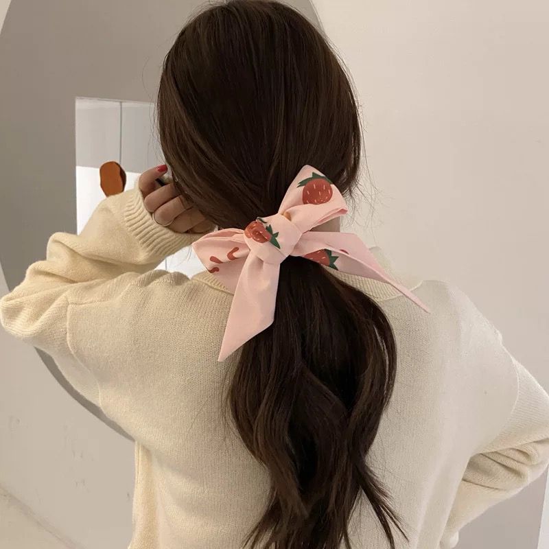 Korean Version Silk Scarf Headband Fairy Hair Binding Forest Bow Headband French Retro Ribbon Headband Imitation Silk Hair Ornament
