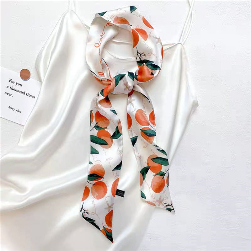 Korean Version Silk Scarf Headband Fairy Hair Binding Forest Bow Headband French Retro Ribbon Headband Imitation Silk Hair Ornament