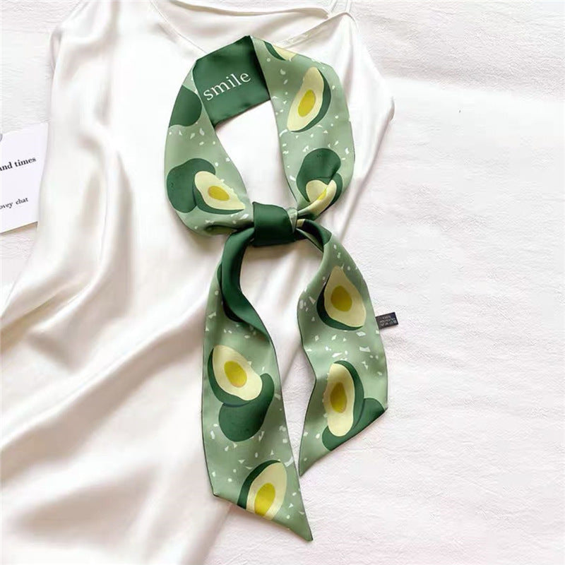 Korean Version Silk Scarf Headband Fairy Hair Binding Forest Bow Headband French Retro Ribbon Headband Imitation Silk Hair Ornament