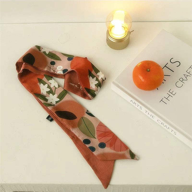 Korean Version Silk Scarf Headband Fairy Hair Binding Forest Bow Headband French Retro Ribbon Headband Imitation Silk Hair Ornament