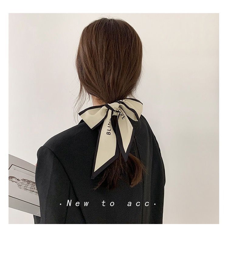 Korean Version Silk Scarf Headband Fairy Hair Binding Forest Bow Headband French Retro Ribbon Headband Imitation Silk Hair Ornament