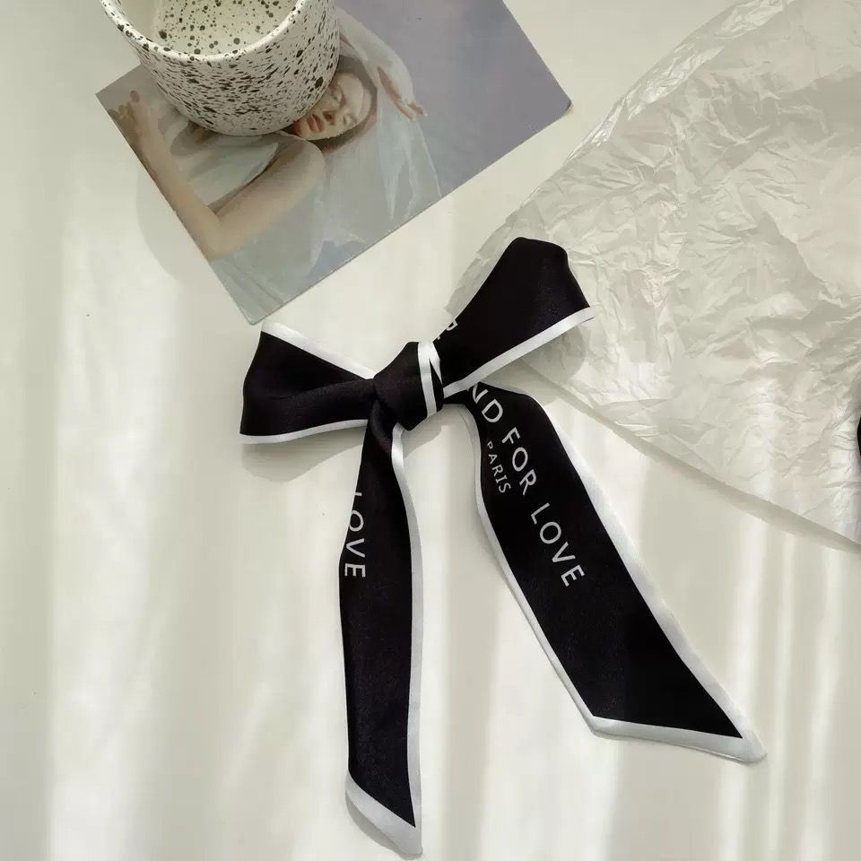 Korean Version Silk Scarf Headband Fairy Hair Binding Forest Bow Headband French Retro Ribbon Headband Imitation Silk Hair Ornament