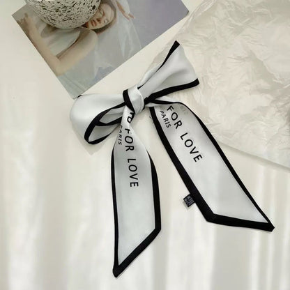 Korean Version Silk Scarf Headband Fairy Hair Binding Forest Bow Headband French Retro Ribbon Headband Imitation Silk Hair Ornament