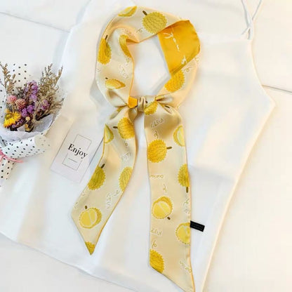 Korean Version Silk Scarf Headband Fairy Hair Binding Forest Bow Headband French Retro Ribbon Headband Imitation Silk Hair Ornament