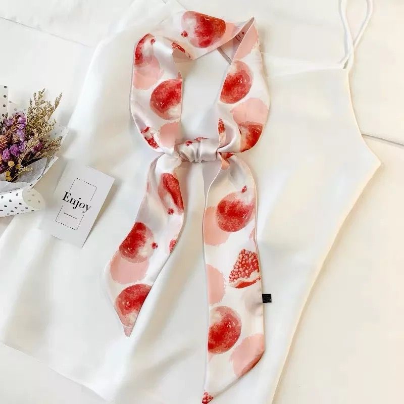 Korean Version Silk Scarf Headband Fairy Hair Binding Forest Bow Headband French Retro Ribbon Headband Imitation Silk Hair Ornament