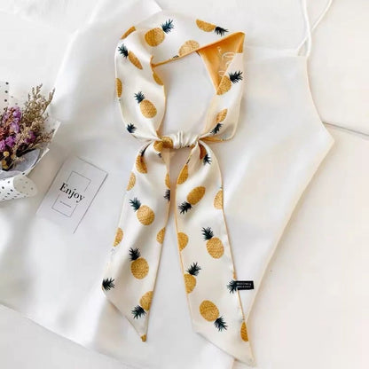 Korean Version Silk Scarf Headband Fairy Hair Binding Forest Bow Headband French Retro Ribbon Headband Imitation Silk Hair Ornament