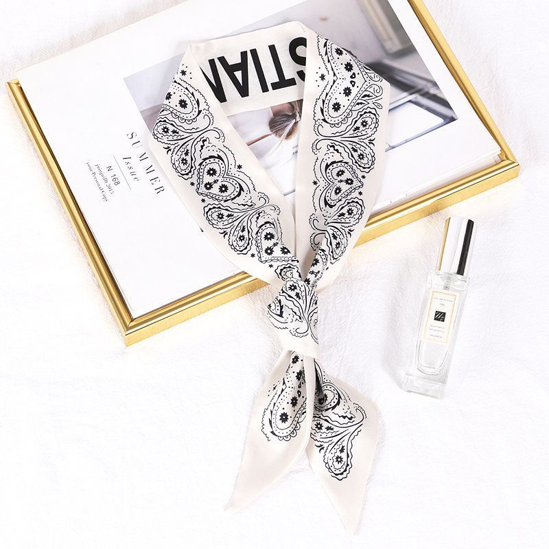 Korean Version Silk Scarf Headband Fairy Hair Binding Forest Bow Headband French Retro Ribbon Headband Imitation Silk Hair Ornament
