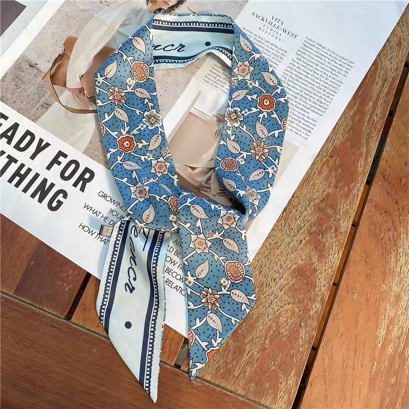 Korean Version Silk Scarf Headband Fairy Hair Binding Forest Bow Headband French Retro Ribbon Headband Imitation Silk Hair Ornament