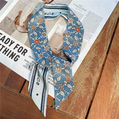 Korean Version Silk Scarf Headband Fairy Hair Binding Forest Bow Headband French Retro Ribbon Headband Imitation Silk Hair Ornament