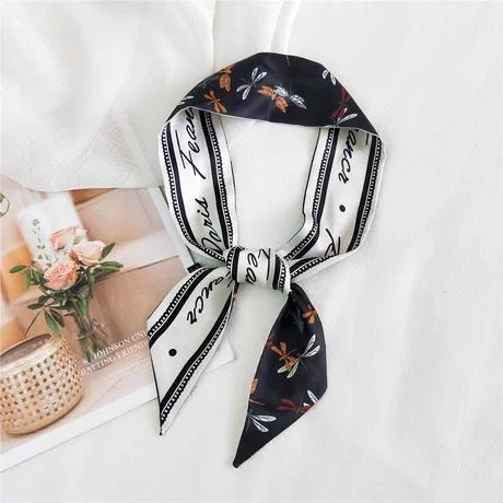 Korean Version Silk Scarf Headband Fairy Hair Binding Forest Bow Headband French Retro Ribbon Headband Imitation Silk Hair Ornament