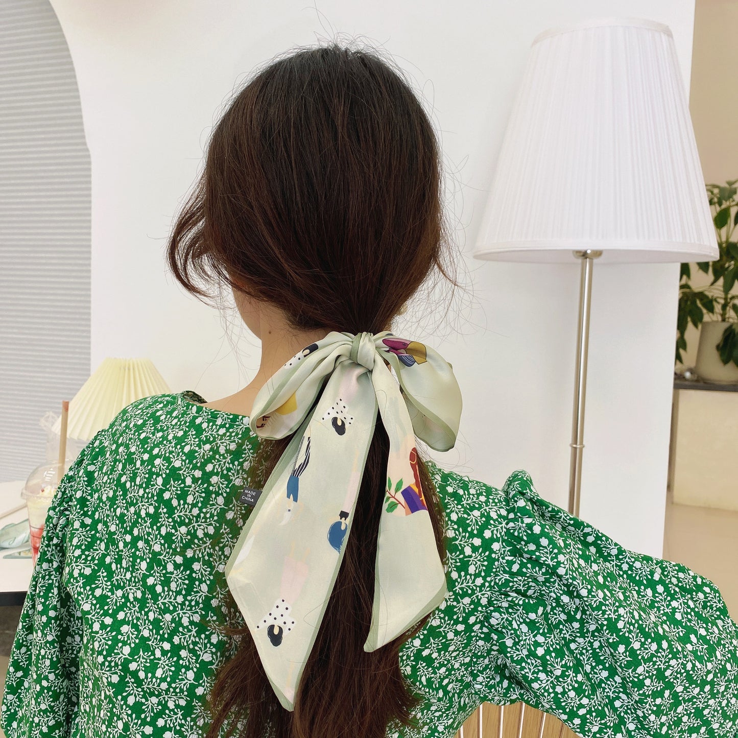 Korean Version Silk Scarf Headband Fairy Hair Binding Forest Bow Headband French Retro Ribbon Headband Imitation Silk Hair Ornament