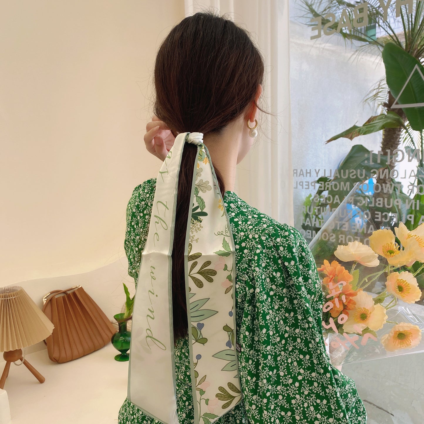 Korean Version Silk Scarf Headband Fairy Hair Binding Forest Bow Headband French Retro Ribbon Headband Imitation Silk Hair Ornament