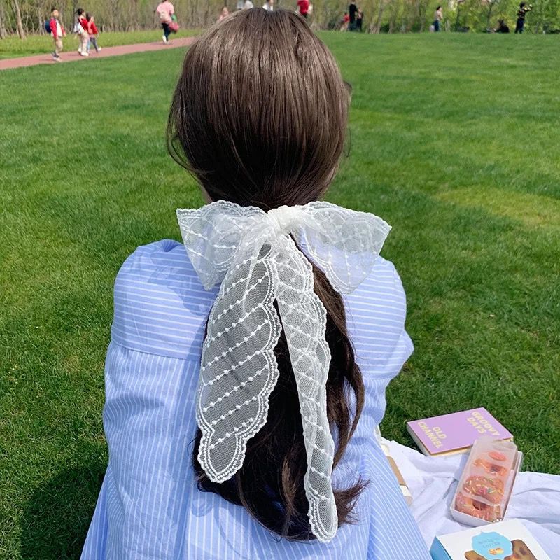 Korean Version Silk Scarf Headband Fairy Hair Binding Forest Bow Headband French Retro Ribbon Headband Imitation Silk Hair Ornament