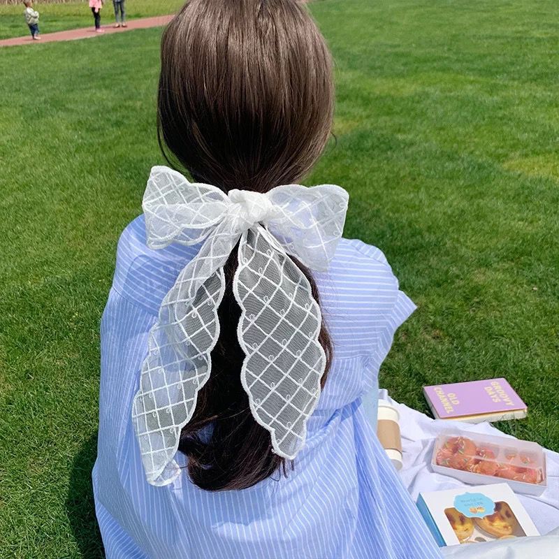 Korean Version Silk Scarf Headband Fairy Hair Binding Forest Bow Headband French Retro Ribbon Headband Imitation Silk Hair Ornament