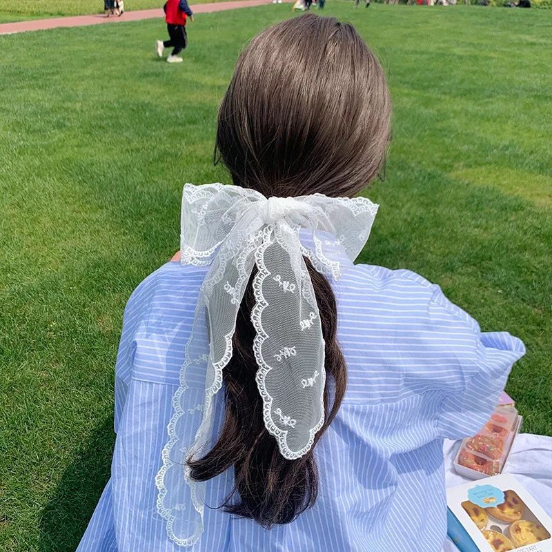 Korean Version Silk Scarf Headband Fairy Hair Binding Forest Bow Headband French Retro Ribbon Headband Imitation Silk Hair Ornament