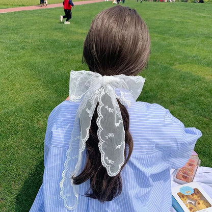 Korean Version Silk Scarf Headband Fairy Hair Binding Forest Bow Headband French Retro Ribbon Headband Imitation Silk Hair Ornament