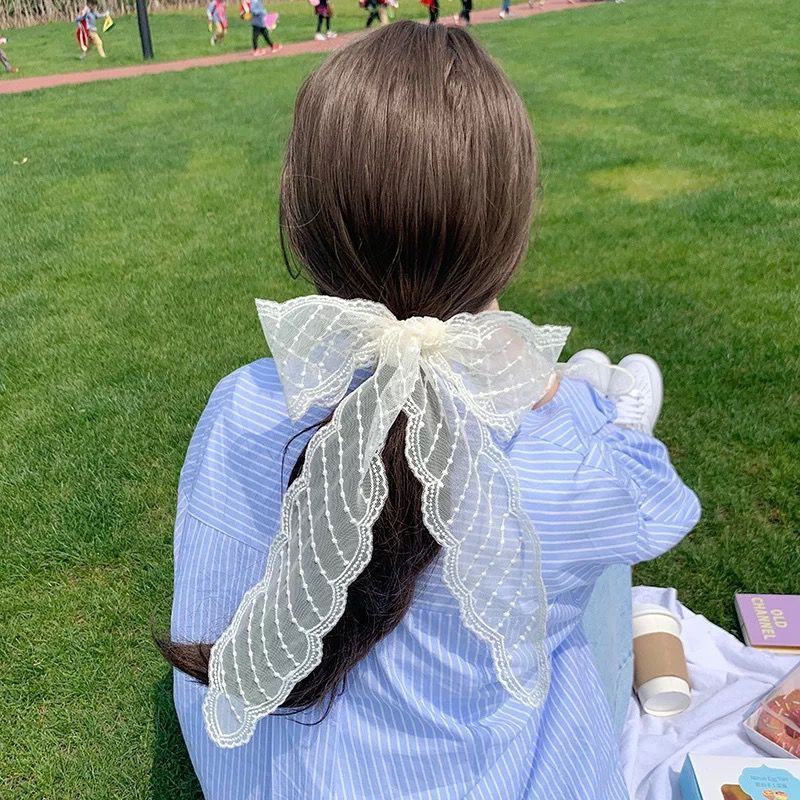 Korean Version Silk Scarf Headband Fairy Hair Binding Forest Bow Headband French Retro Ribbon Headband Imitation Silk Hair Ornament
