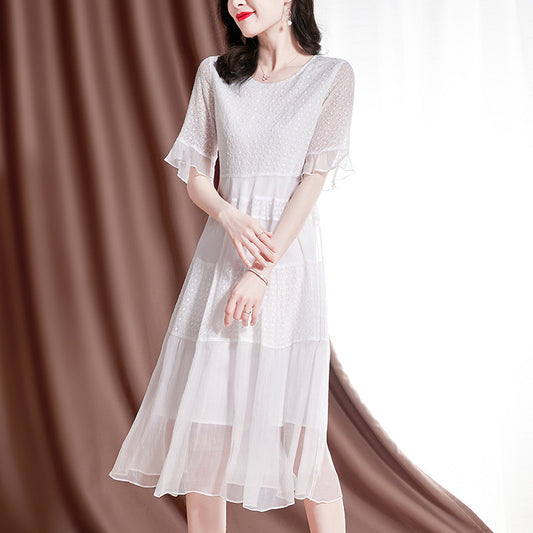 White Silk Dress Summer New High-end Luxury
