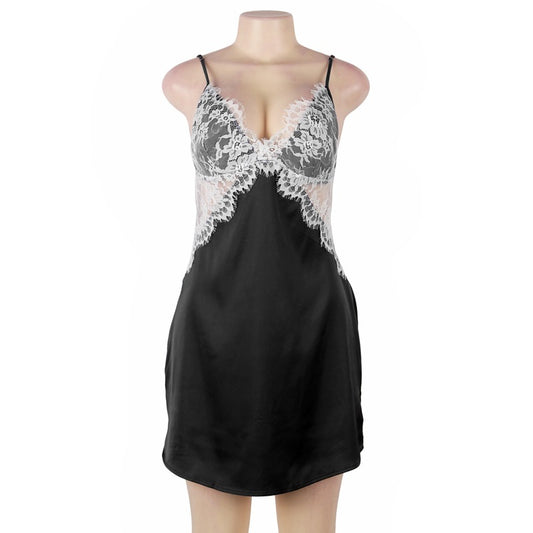 Foreign Trade Sexy Simulation Silk Lace Pajamas Temptation Strap