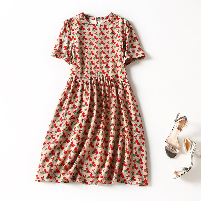 Silk Waist Dress With A-line  Silk Skirt