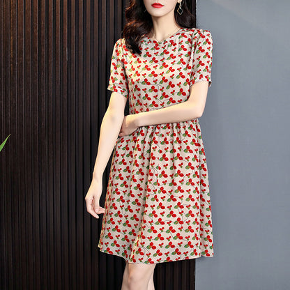 Silk Waist Dress With A-line  Silk Skirt