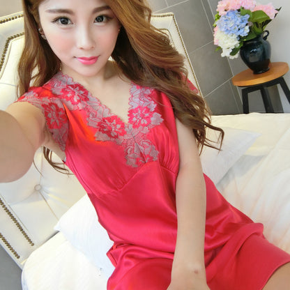 Ice silk short sleeve nightdress