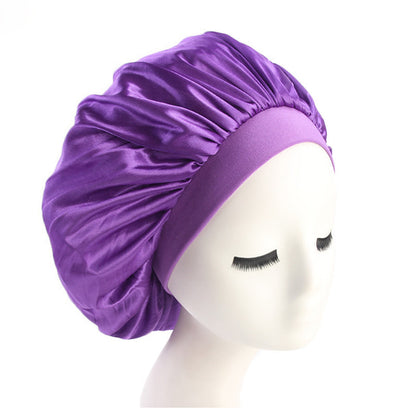 Simulation silk elastic wide-brimmed round cap