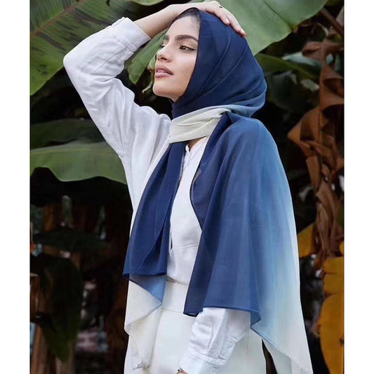 Pearl Chiffon Hand-Painted Gradient Silk Scarf