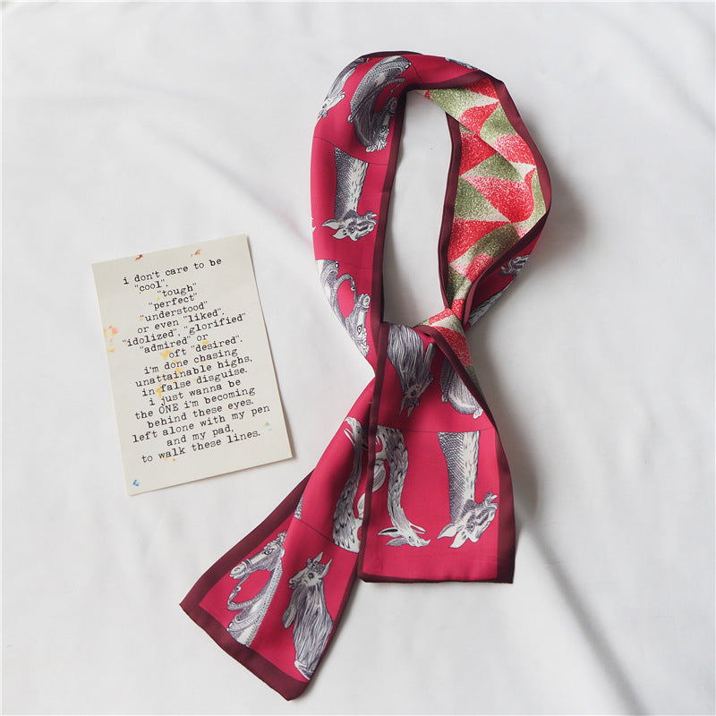 Simple temperament double satin silk scarf