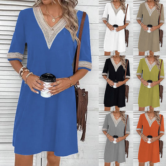 BreezeLuxe V-Neck Dress