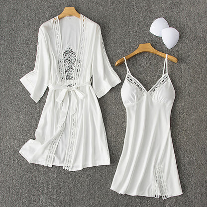 Chinese pajamas set silk home service
