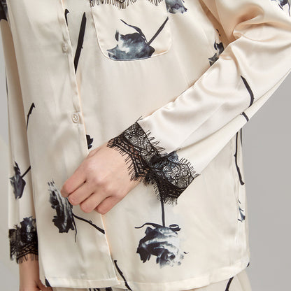 Women's Fashion Indoor Cool Feeling Ice Silk Pajamas Set