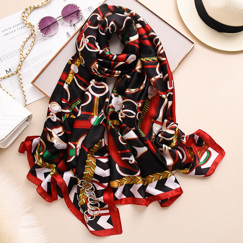 Retro lock environmental protection warm silk scarf