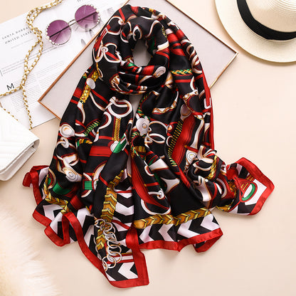 Retro lock environmental protection warm silk scarf