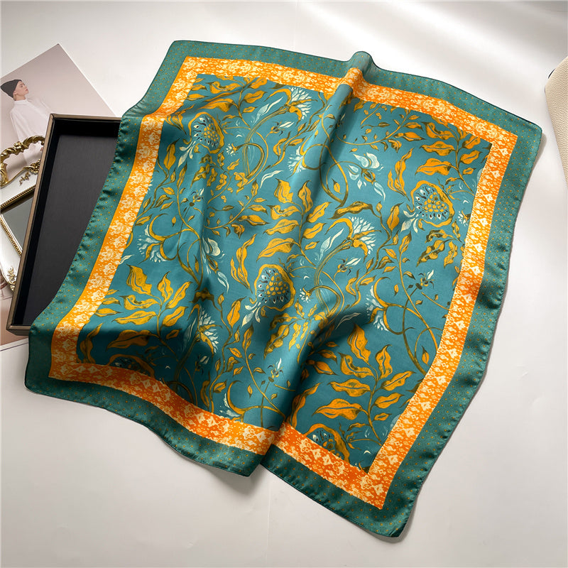 Silk Square Scarf Women's Neck Warmer Women's Hair Band