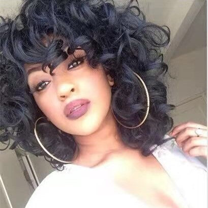 Women's black high temperature silk hair set