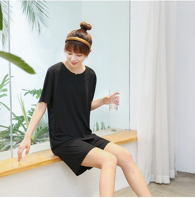 Ice silk soft soft short sleeve shorts suit