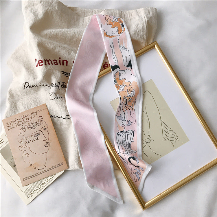 Handle Small Silk Scarf Headband Ribbon Scarf