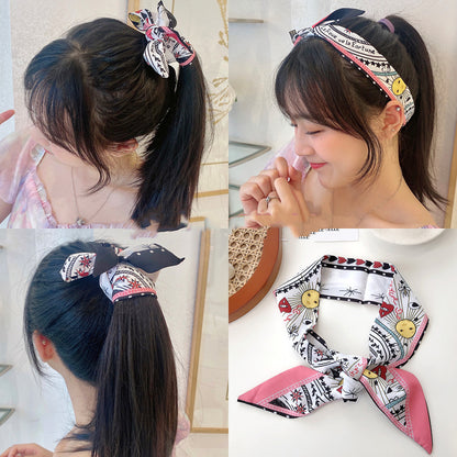 Retro Silk Scarf Headband Female Tying Hair