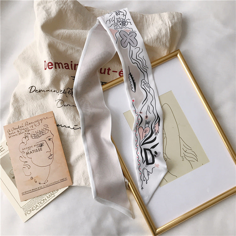 Handle Small Silk Scarf Headband Ribbon Scarf