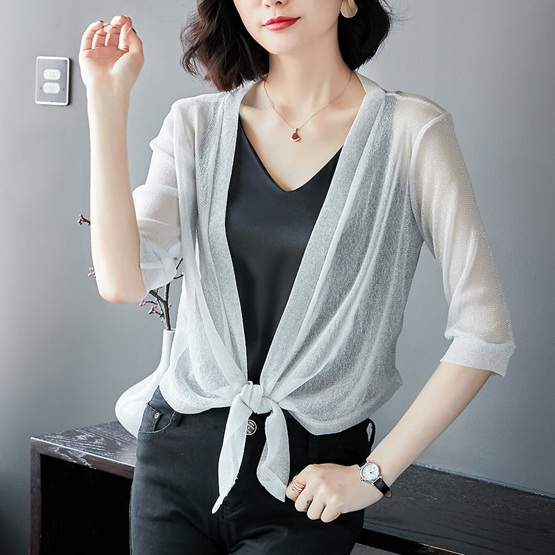 Mesh flash silk coat
