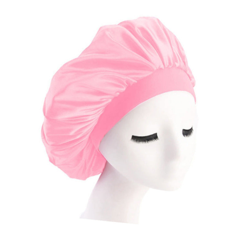 Simulation silk elastic wide-brimmed round cap