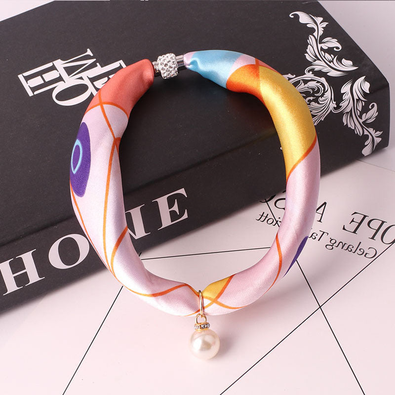 Women's Fashion Print Embellished Silk Scarf