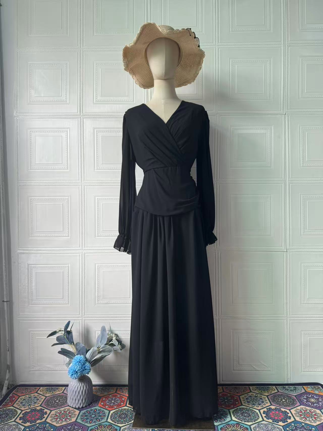 Veloura Noire Chiffon Gown