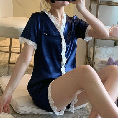 Ice silk short sleeve two-piece suit