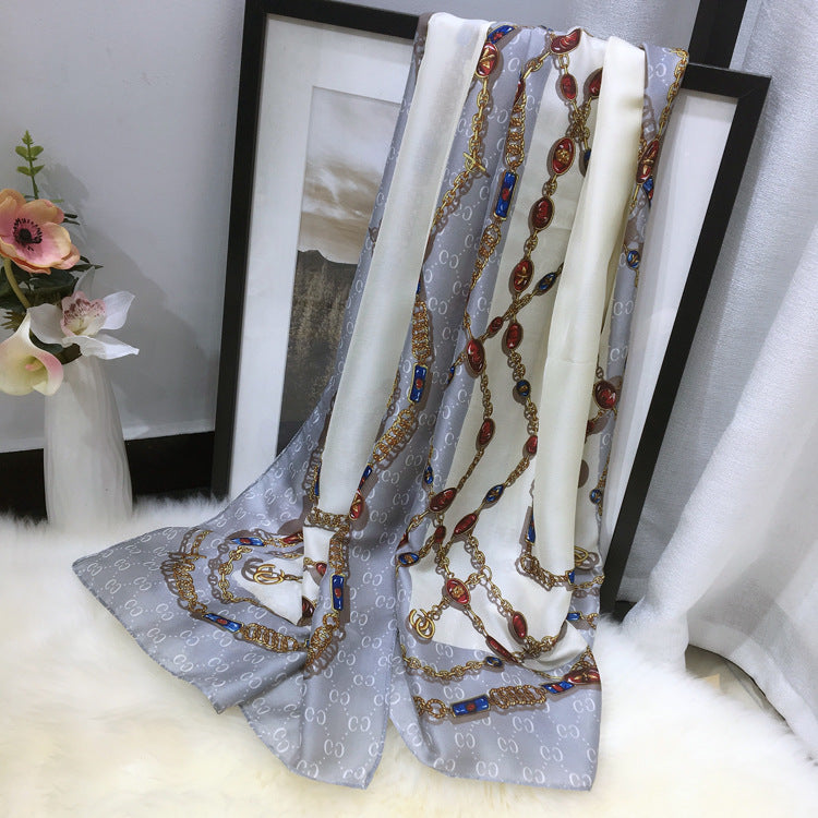 Silk Scarf Women's Spring and Autumn Long  Silk With Shawl