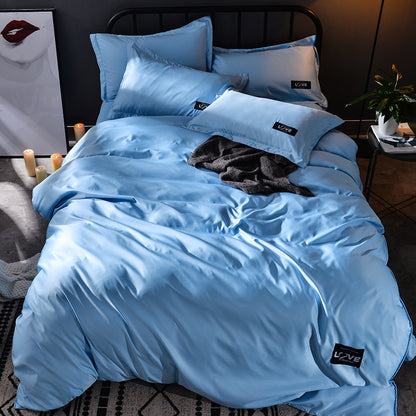 Simple washed cotton silk four piece set